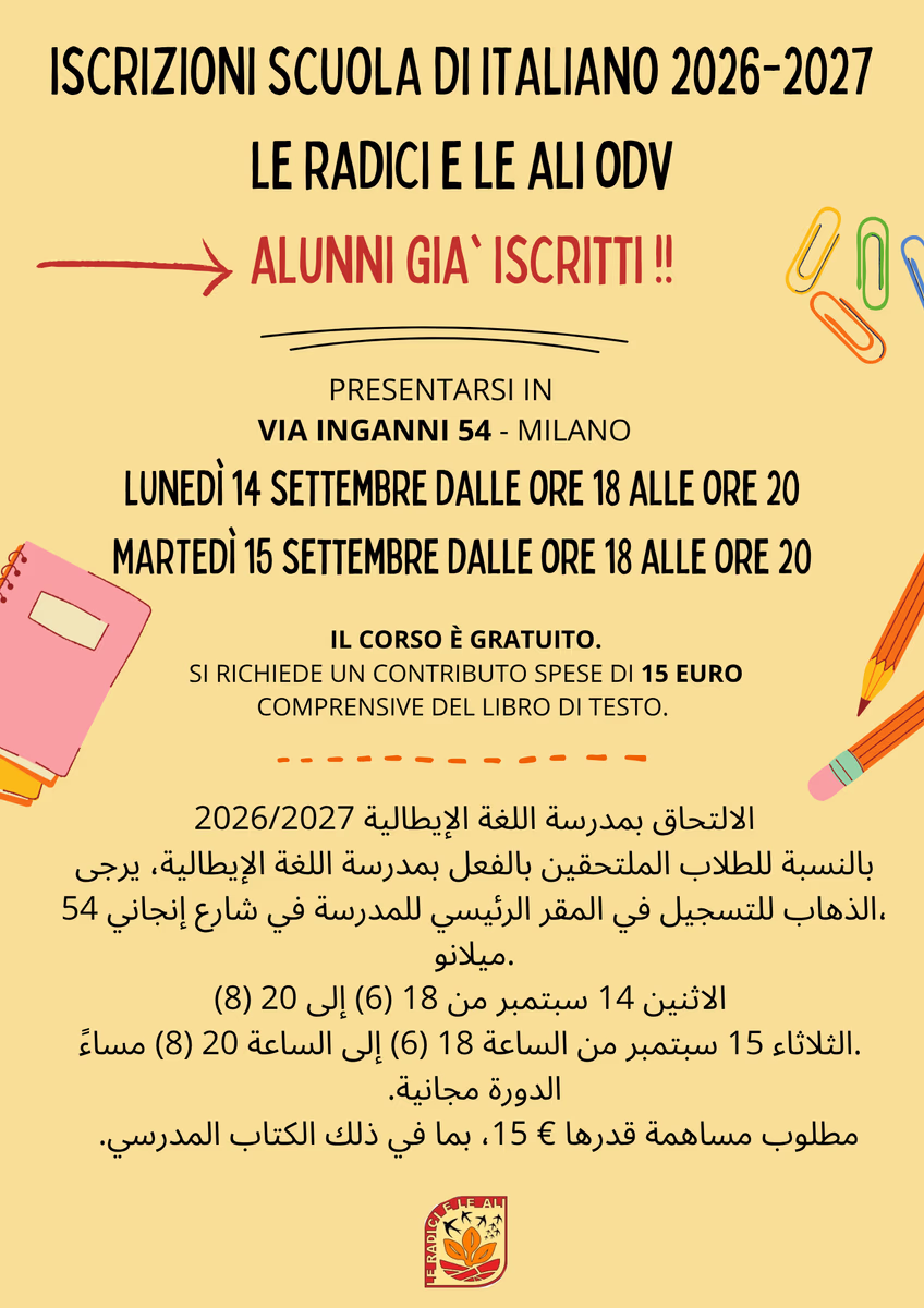 Iscrizioni per gli alunni già iscritti alla scuola di italiano