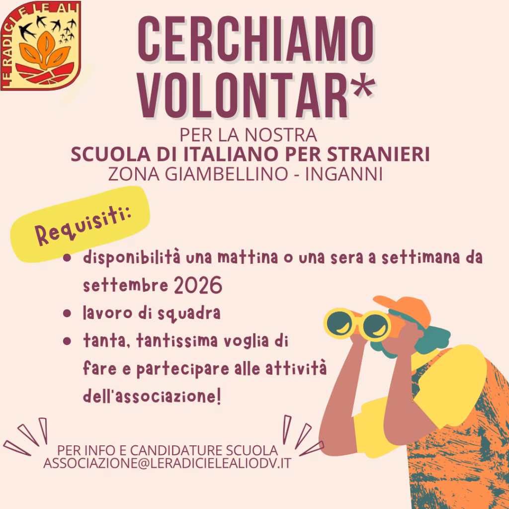 Ricerca volontari per l'anno 2026-2027